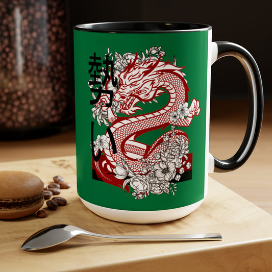 Two-Tone Coffee Mugs, 15oz: Dragons Dark Green