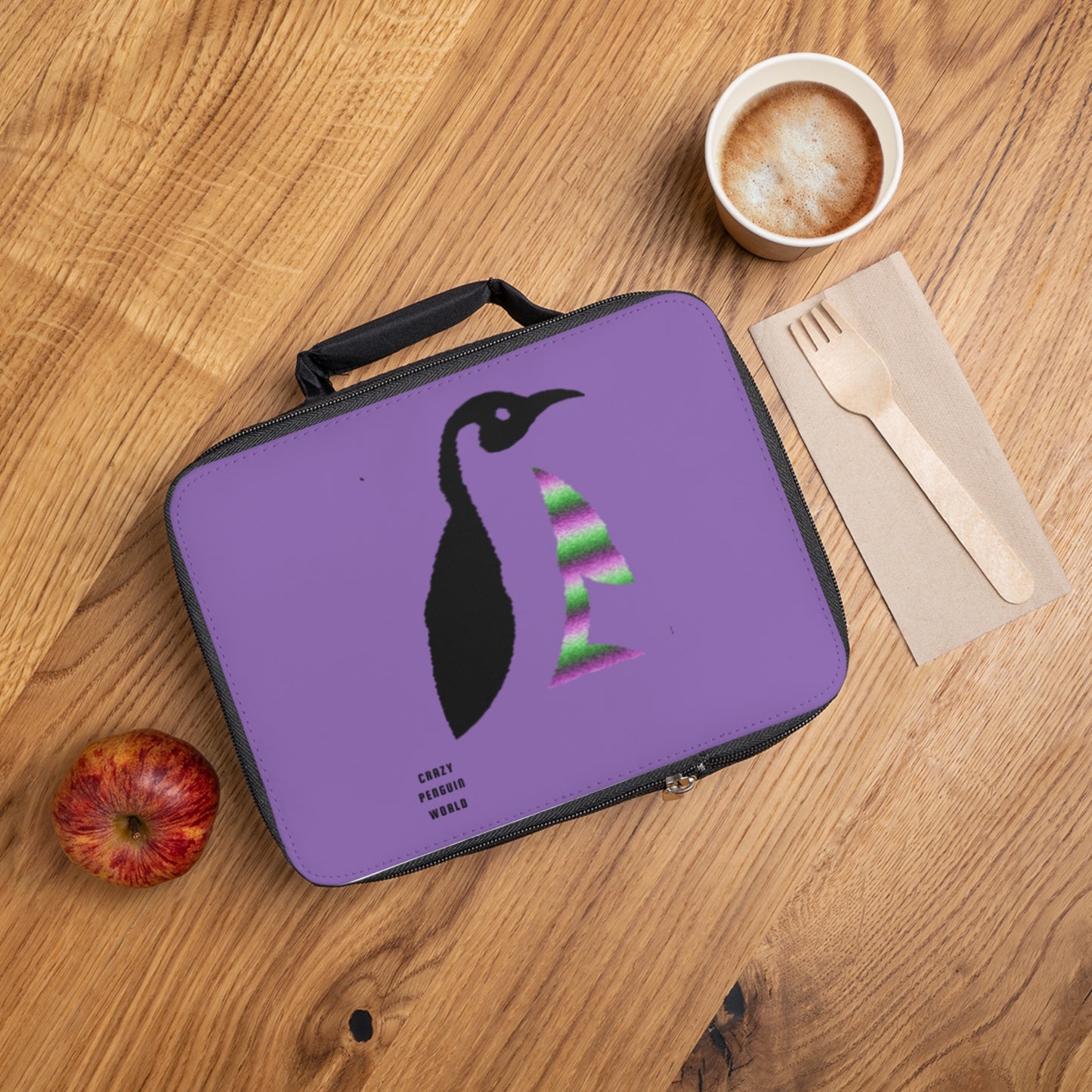 Lunch Bag: Crazy Penguin World Logo Lite Purple