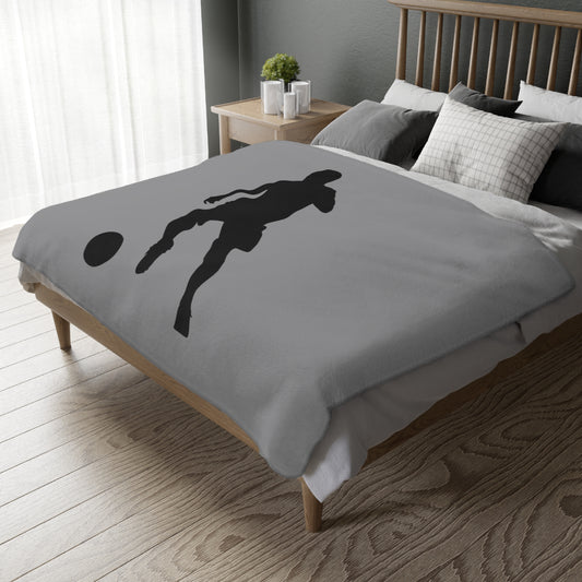 Velveteen Minky Blanket (Two-sided print): Soccer Grey
