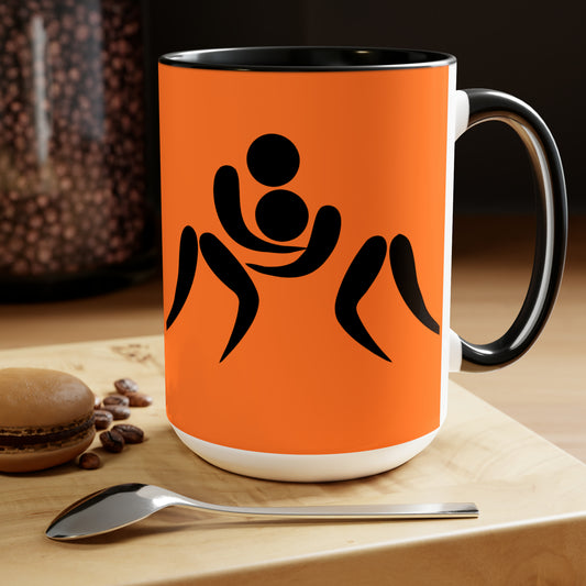 Two-Tone Coffee Mugs, 15oz: Wrestling Crusta