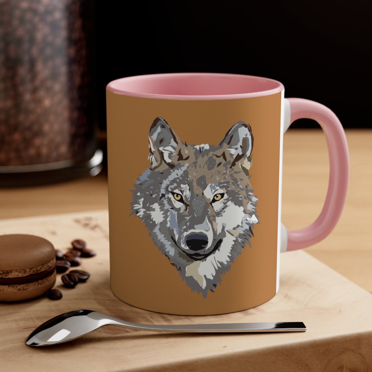 Accent Coffee Mug, 11oz: Wolves Lite Brown