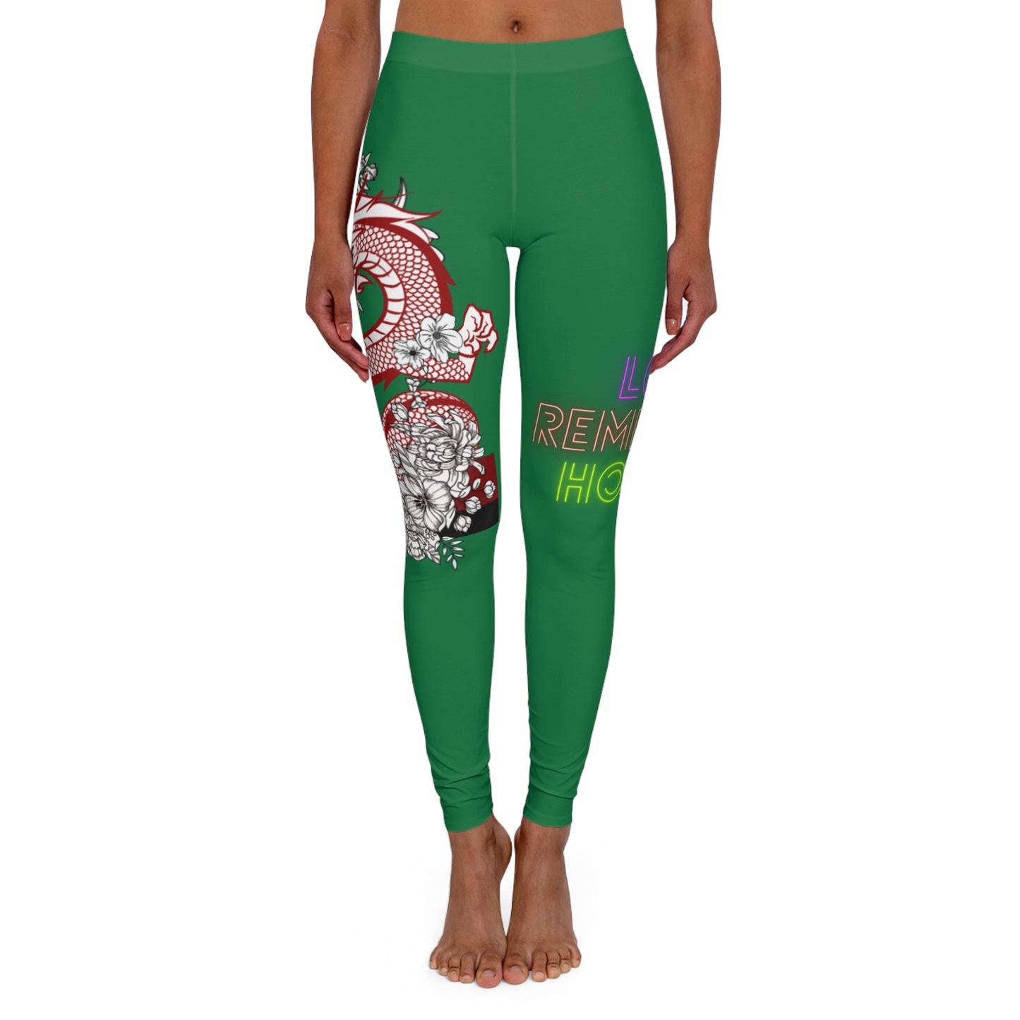 Women's Spandex Leggings: Dragons Dark Green