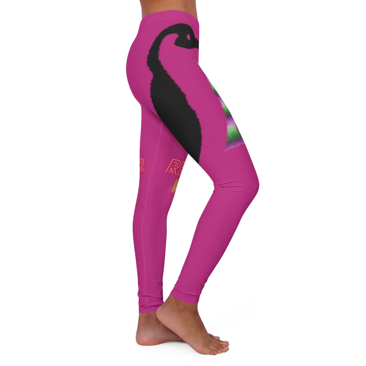 Women's Spandex Leggings: Crazy Penguin World Logo Pink