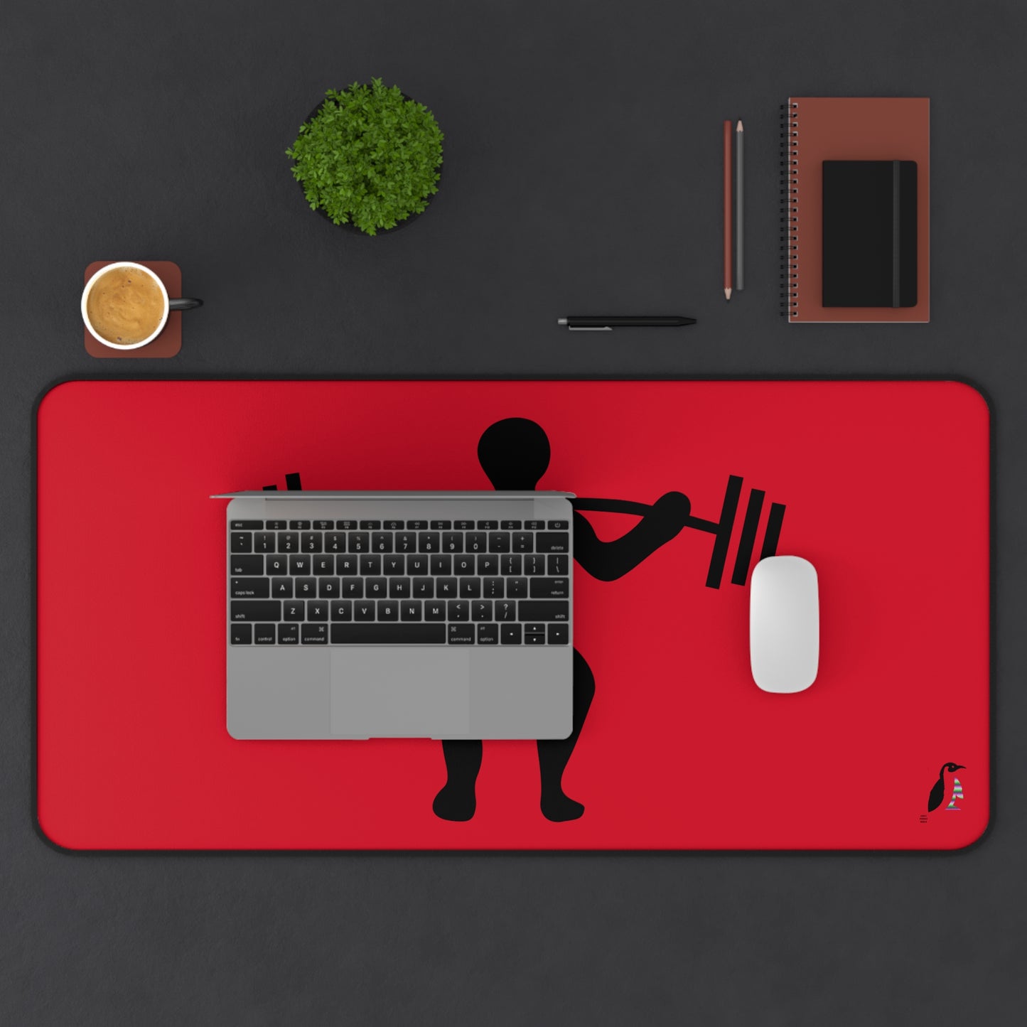 Desk Mat: Weightlifting Dark Red