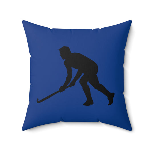 Spun Polyester Square Pillow: Hockey Dark Blue