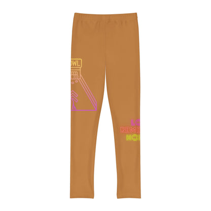 Youth Full-Length Leggings: Bowling Lite Brown