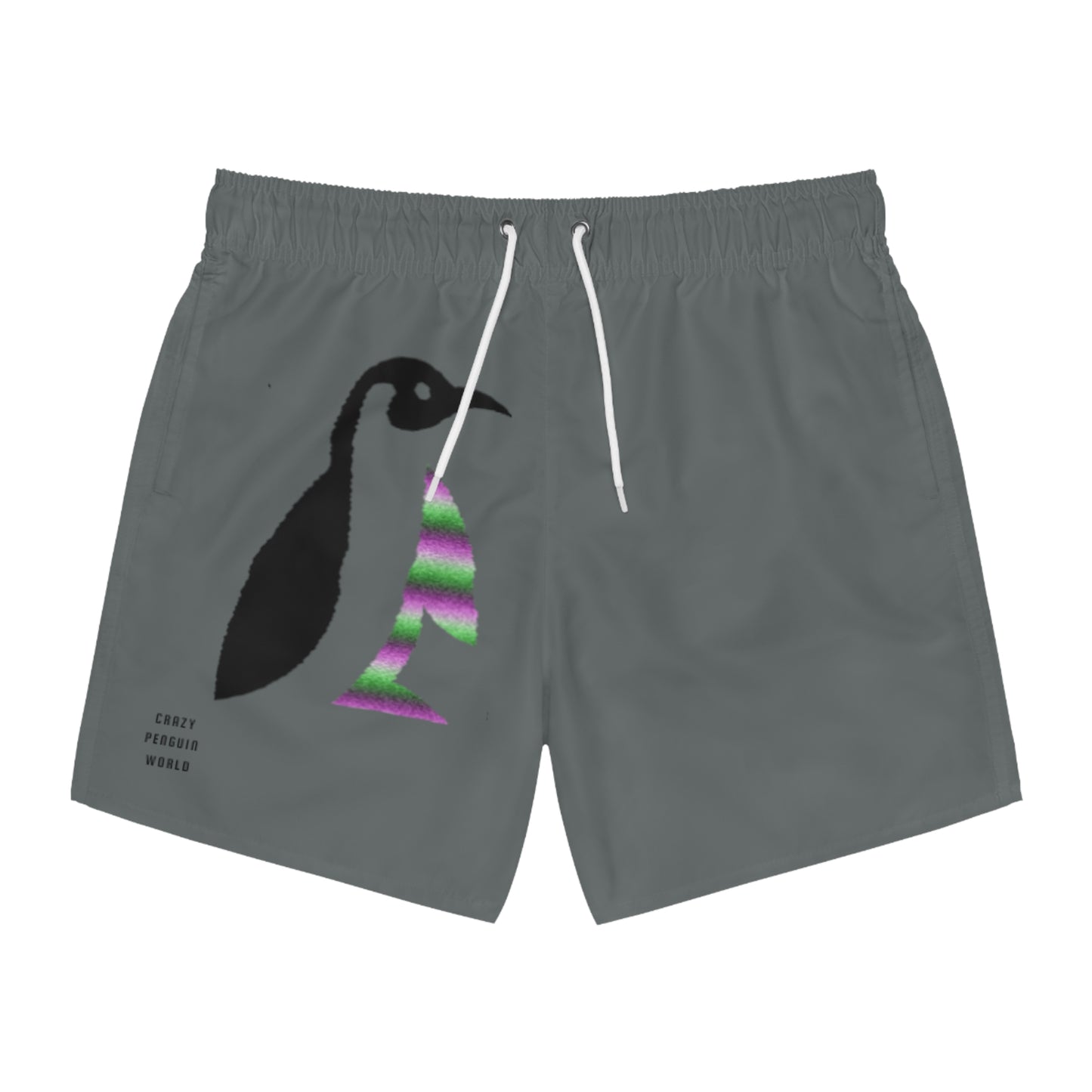 Swim Trunks: Crazy Penguin World Logo Dark Grey