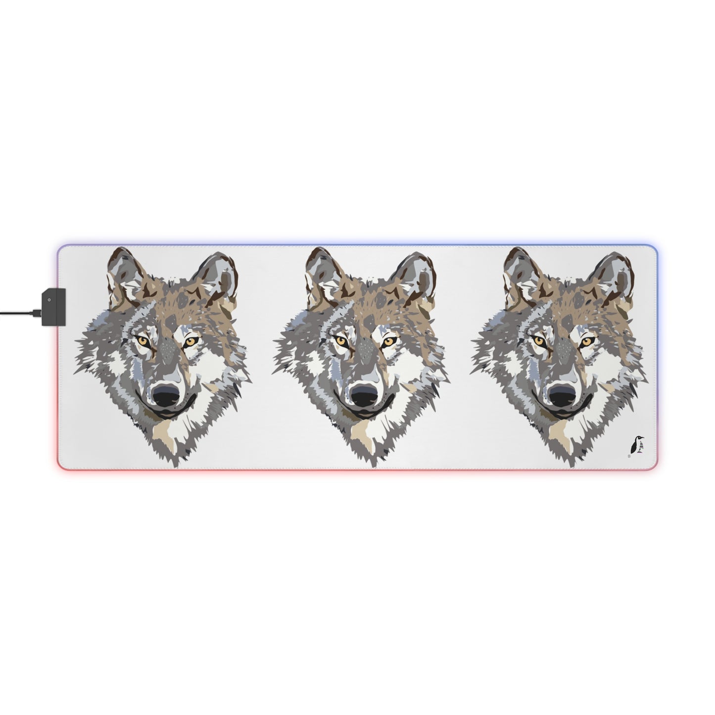 LED Gaming Mouse Pad: Wolves White