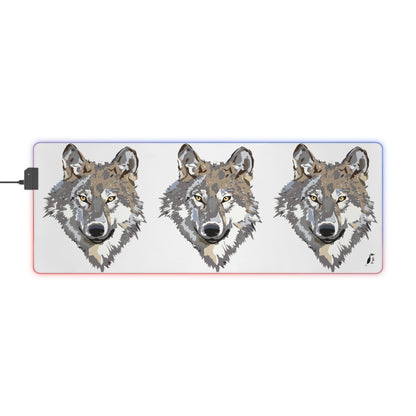 LED Gaming Mouse Pad: Wolves White