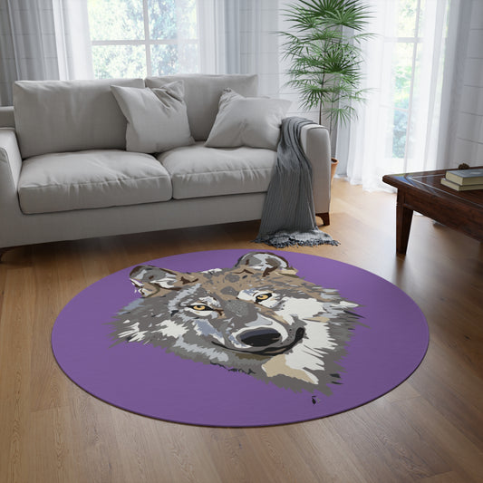 Round Rug: Wolves Lite Purple