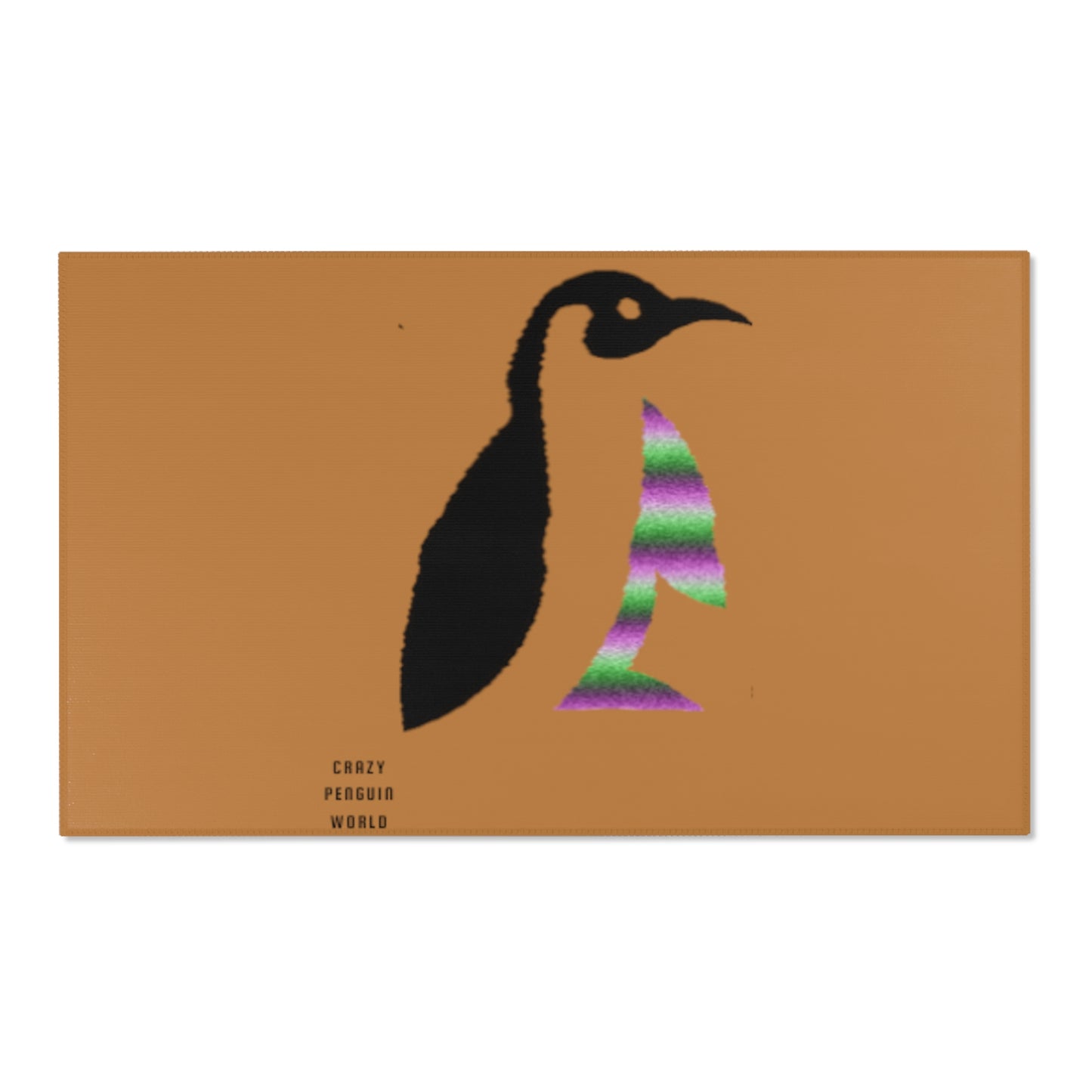 Area Rug (Rectangle): Crazy Penguin World Logo Lite Brown
