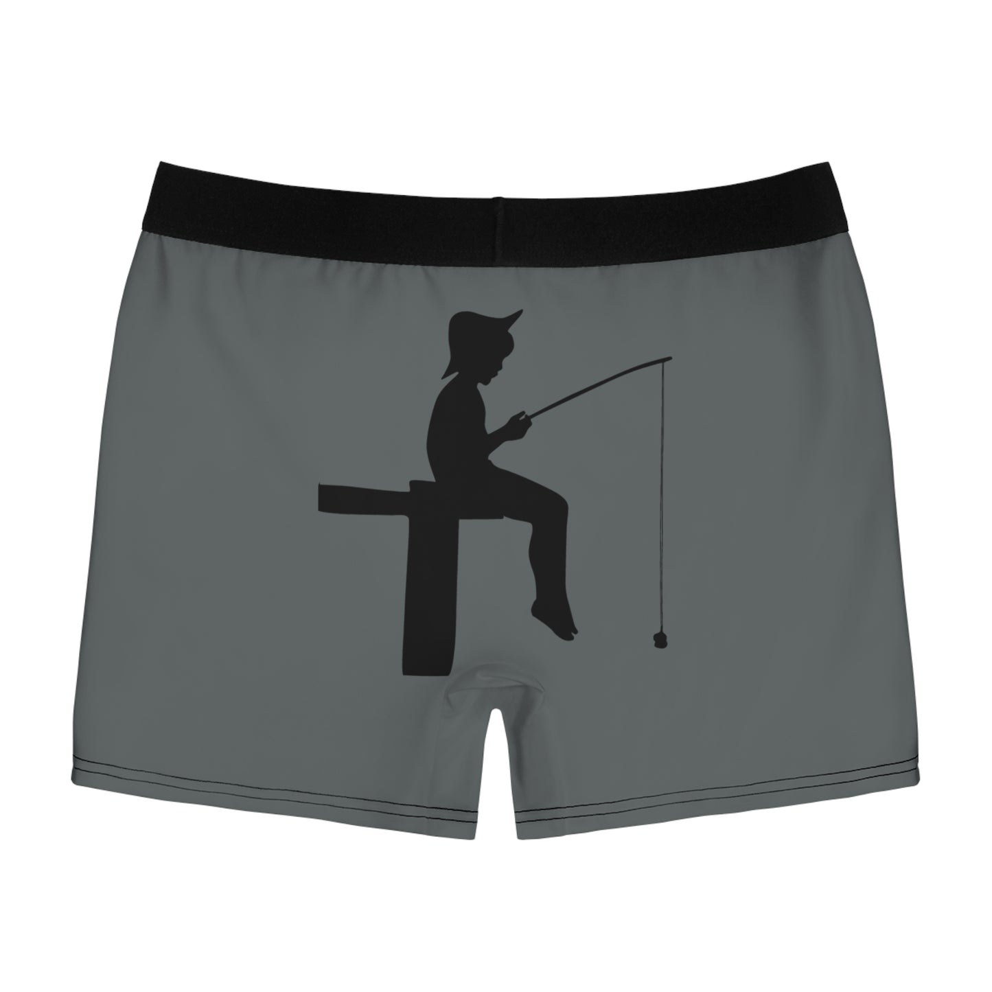 Men's Boxer Briefs: Fishing Dark Grey