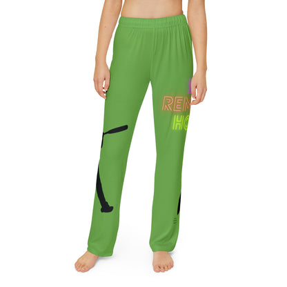 Kids Pajama Pants: Baseball Green