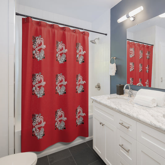 Shower Curtains: #2 Dragons Dark Red