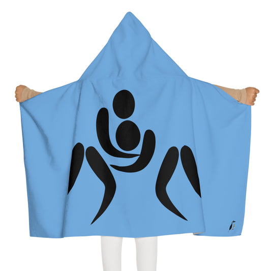 Youth Hooded Towel: Wrestling Lite Blue