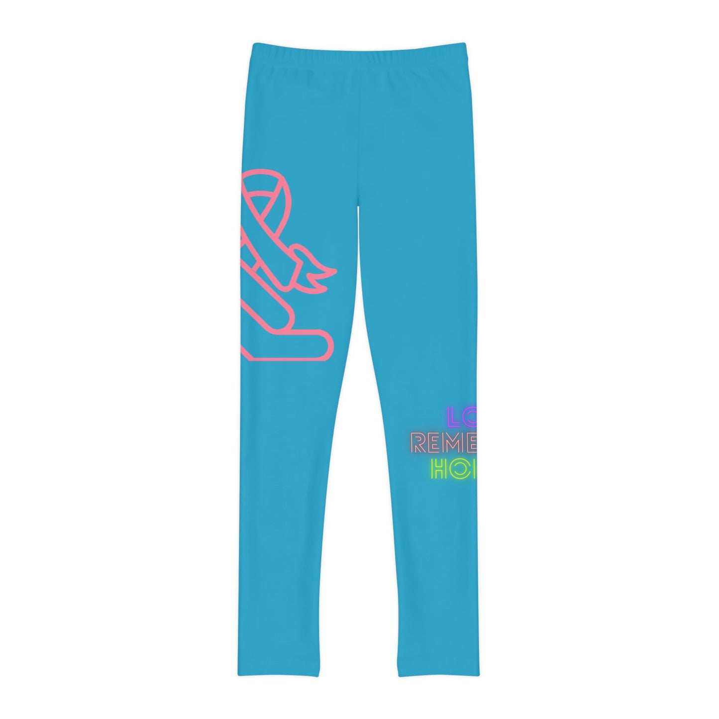 Youth Full-Length Leggings: Fight Cancer Turquoise