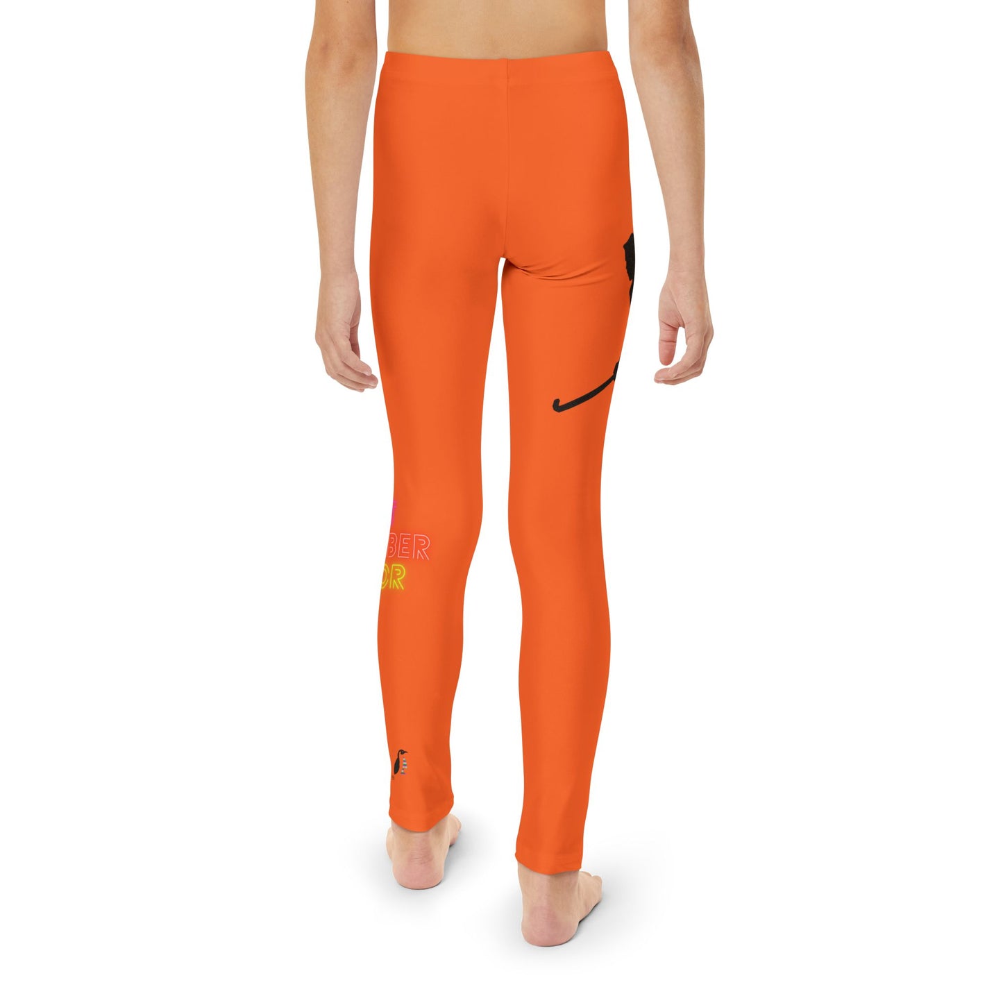 Youth Full-Length Leggings: Hockey Orange