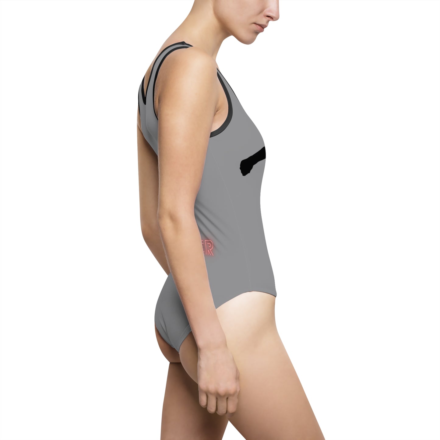 Women's Classic One-Piece Swimsuit: Skateboarding Grey