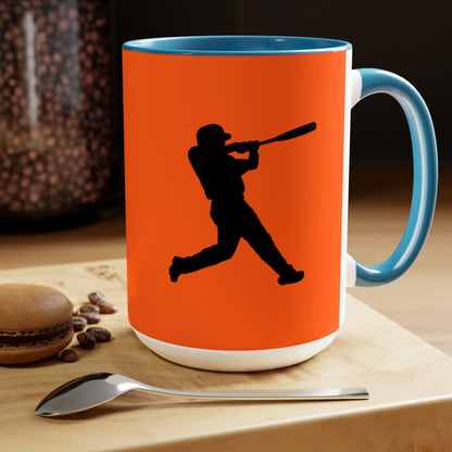 Two-Tone Coffee Mugs, 15oz: Baseball Orange