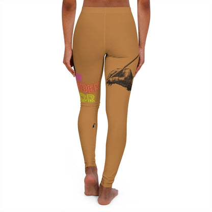 Women's Spandex Leggings: Writing Lite Brown