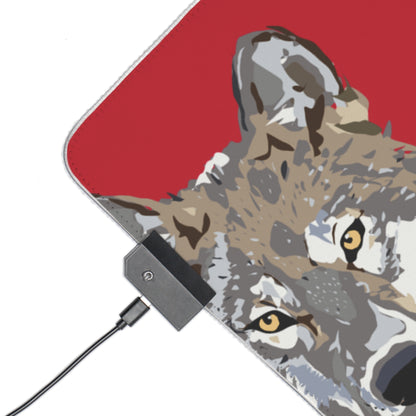 LED Gaming Mouse Pad: Wolves Dark Red