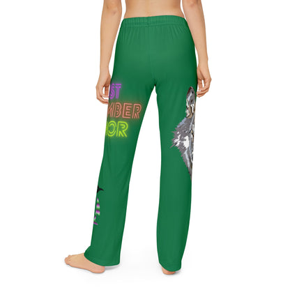 Kids Pajama Pants: Wolves Dark Green