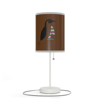 Lamp on a Stand, US|CA plug: Crazy Penguin World Logo Brown