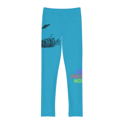 Youth Full-Length Leggings: Writing Turquoise