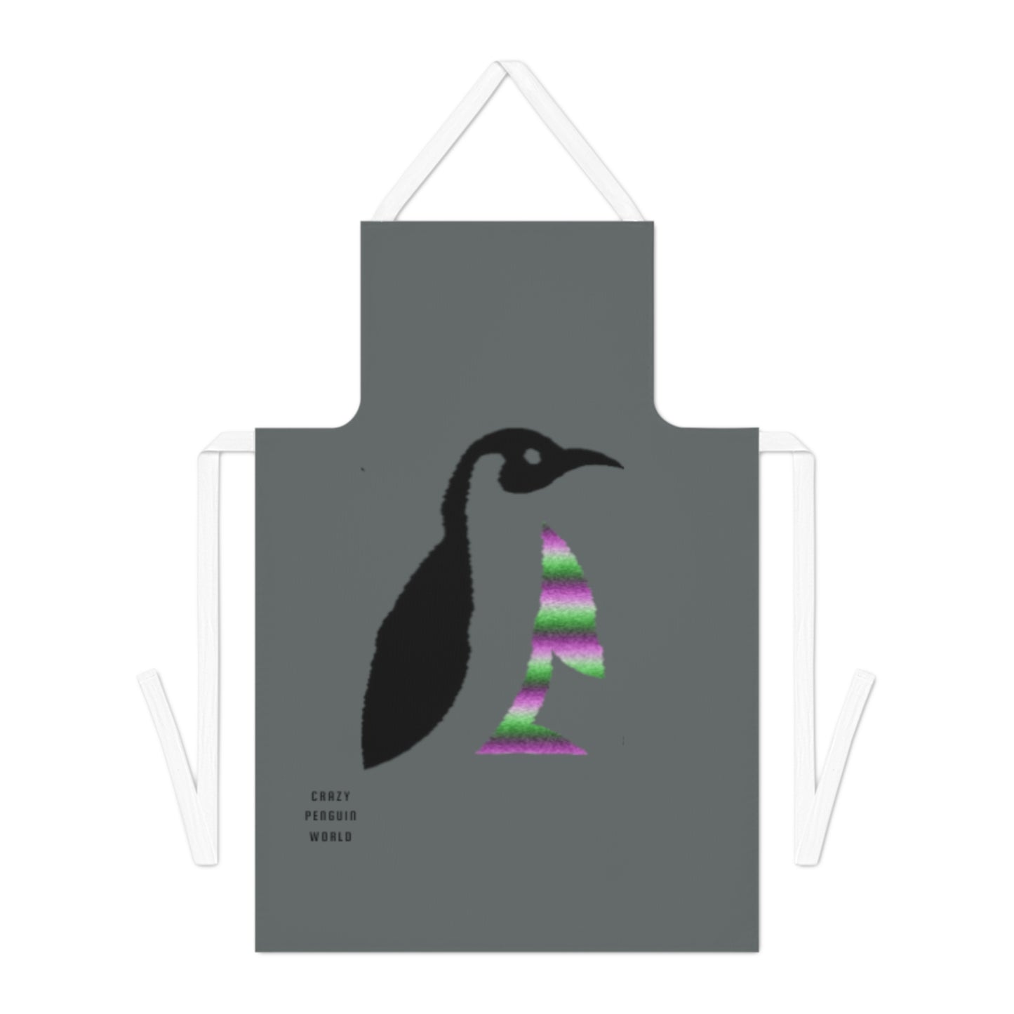 Adult Apron: Crazy Penguin World Logo Dark Grey