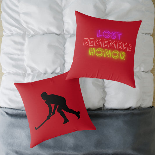 Spun Polyester Pillow: Hockey Dark Red