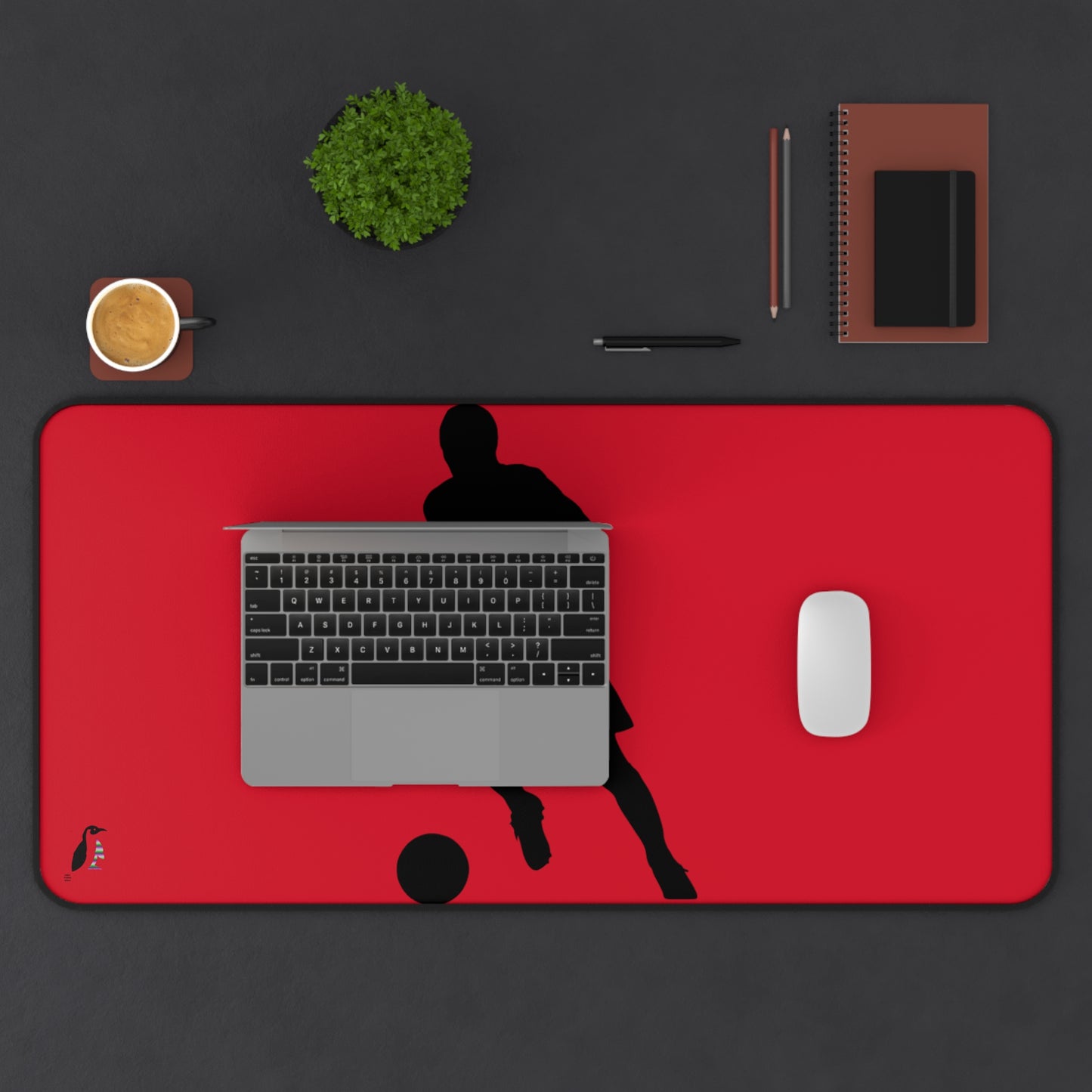 Desk Mat: Soccer Dark Red