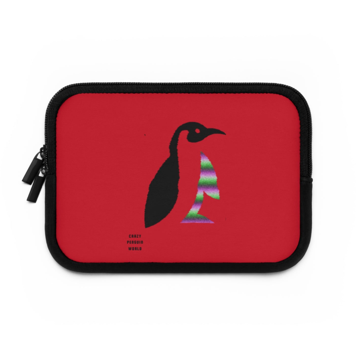 Laptop Sleeve: Crazy Penguin World Logo Dark Red