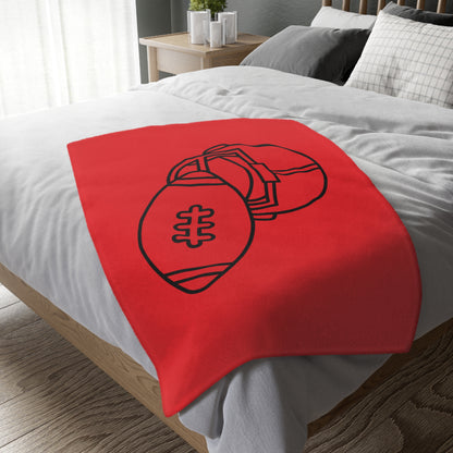 Velveteen Minky Blanket (Two-sided print): Football Red