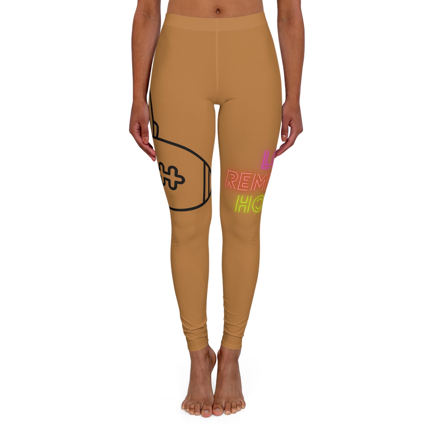 Women's Spandex Leggings: Football Lite Brown