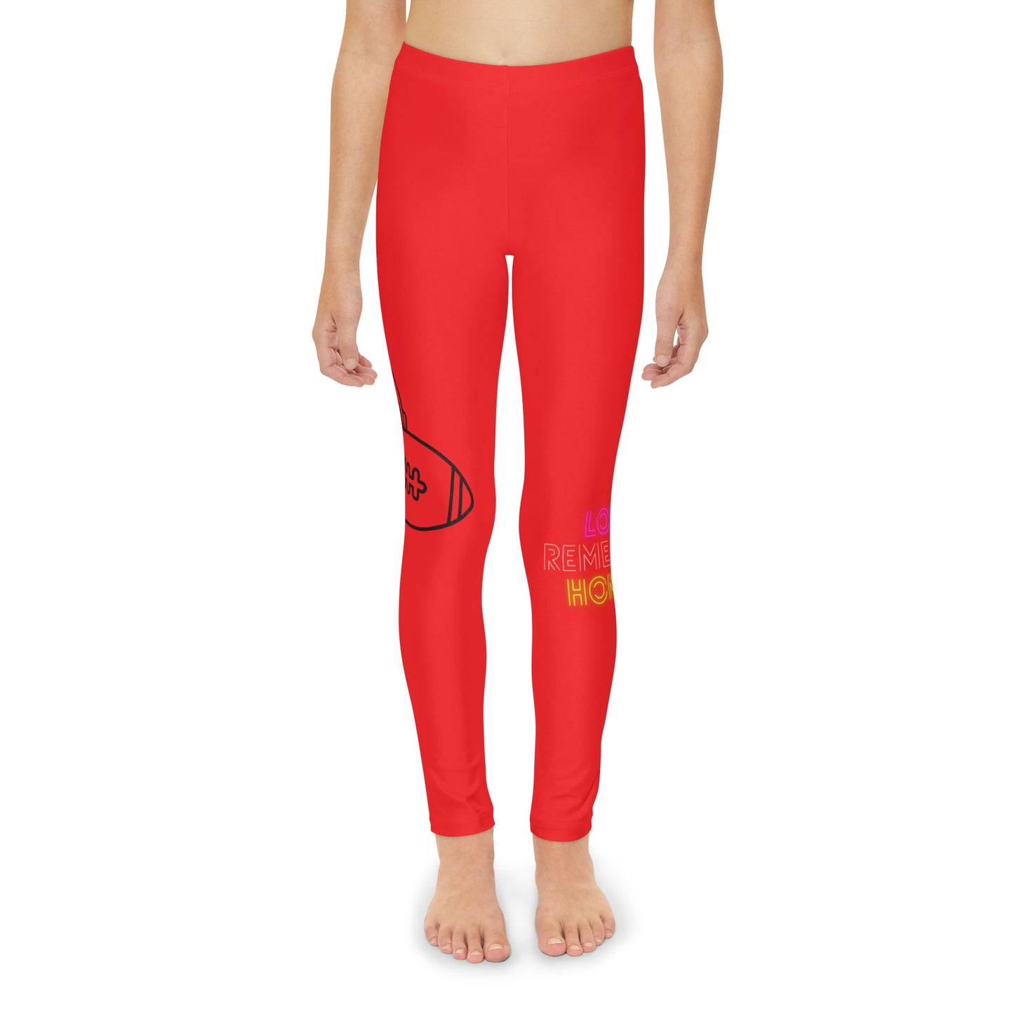 Youth Full-Length Leggings: Football Red