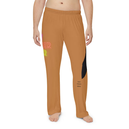 Men's Pajama Pants: Crazy Penguin World Logo Lite Brown