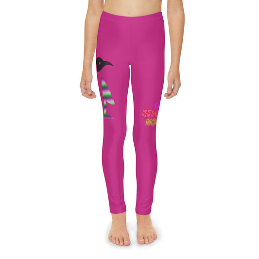 Youth Full-Length Leggings: Crazy Penguin World Logo Pink