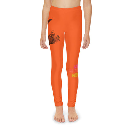 Youth Full-Length Leggings: Writing Orange