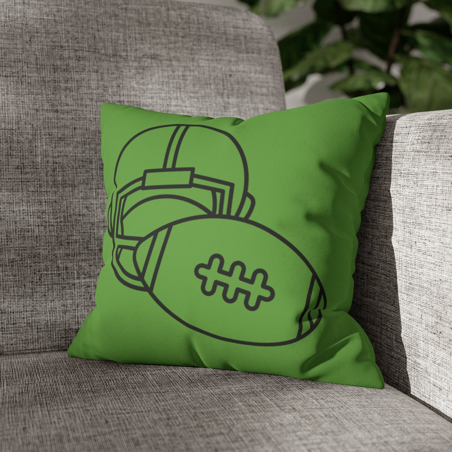 Faux Suede Square Pillow Case: Football Green