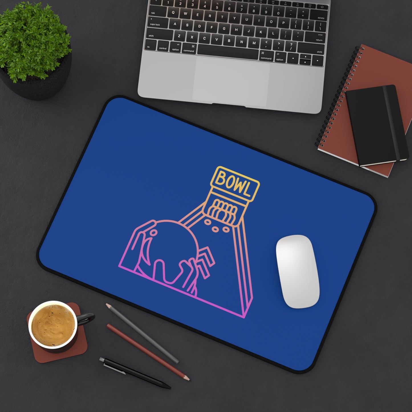 Desk Mat: Bowling Dark Blue