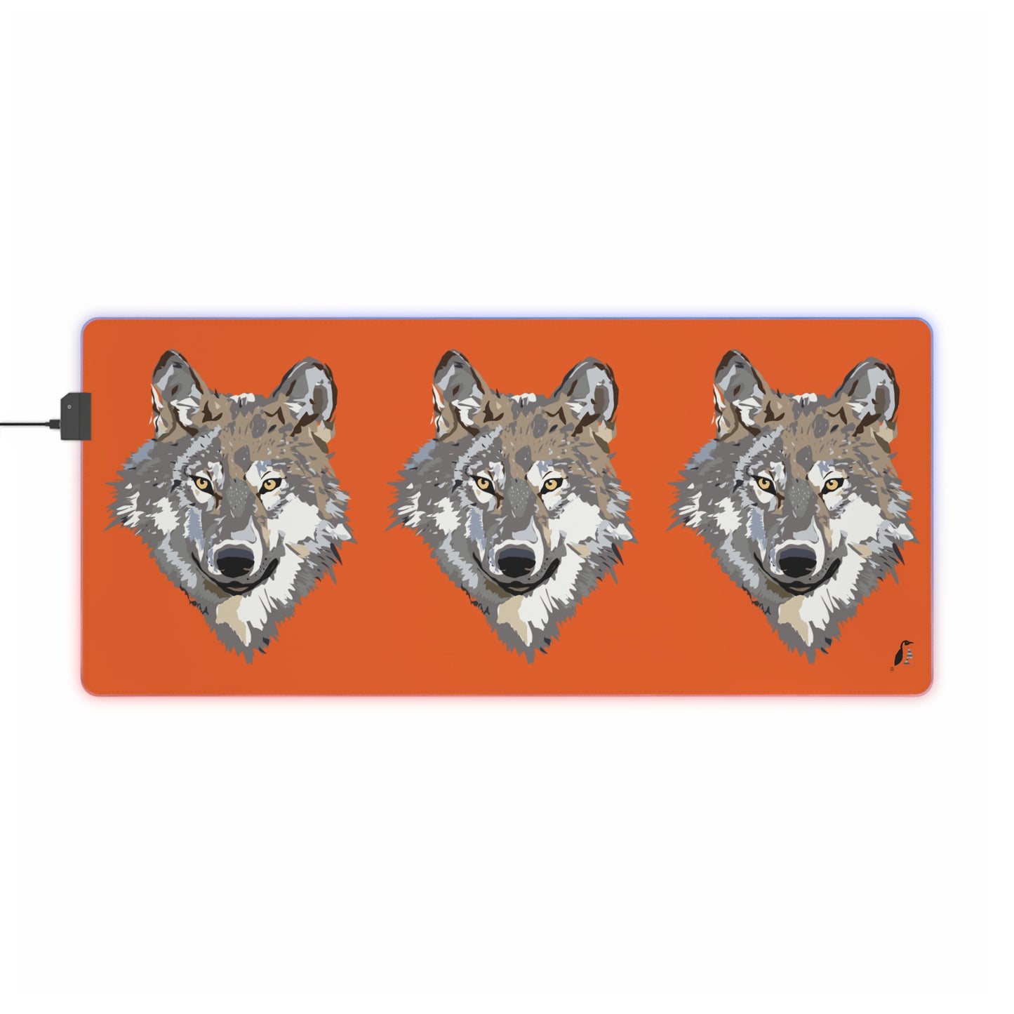 LED Gaming Mouse Pad: Wolves Orange