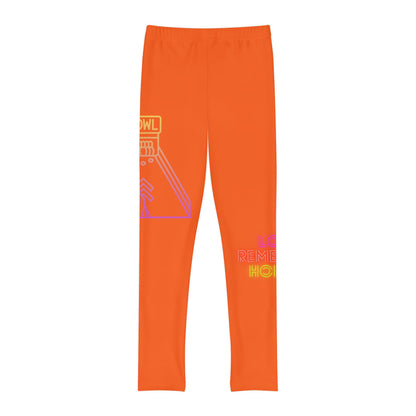 Youth Full-Length Leggings: Bowling Orange