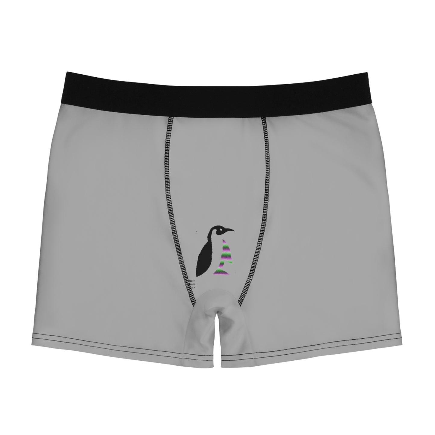 Men's Boxer Briefs: Crazy Penguin World Logo Lite Grey