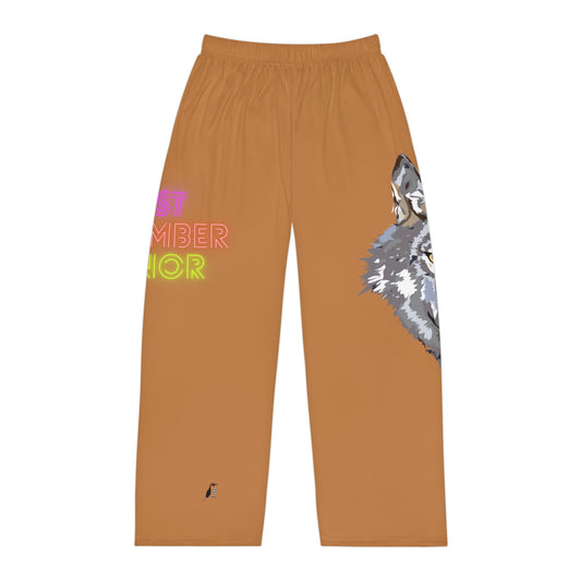 Men's Pajama Pants: Wolves Lite Brown