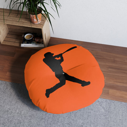 Tufted Floor Pillow, Round: Baseball Orange