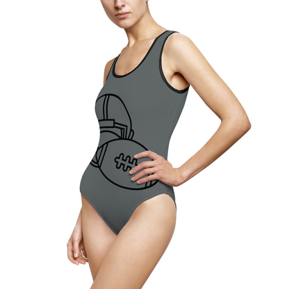 Women's Classic One-Piece Swimsuit: Football Dark Grey