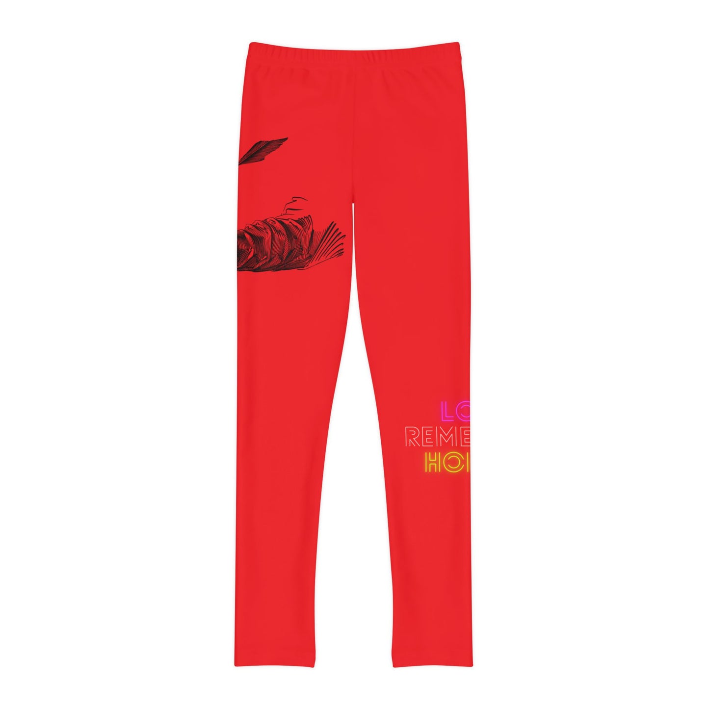 Youth Full-Length Leggings: Writing Red