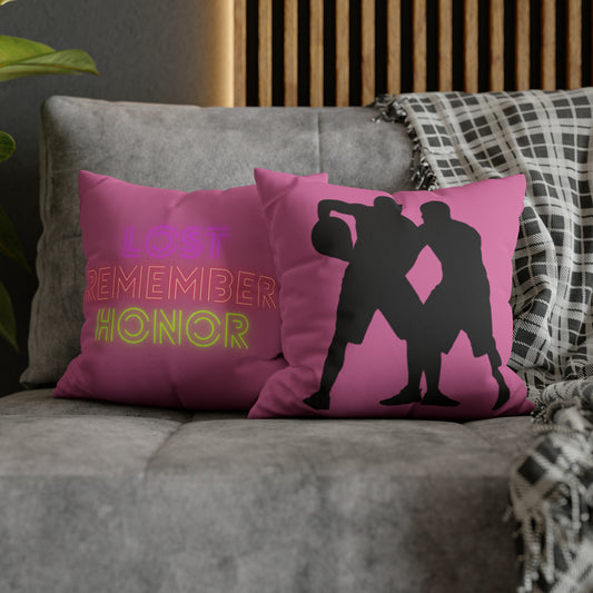 Faux Suede Square Pillow Case: Basketball Lite Pink