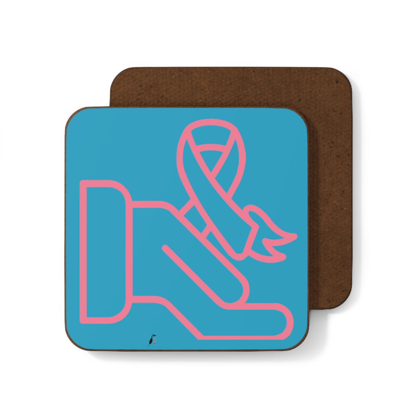 Hardboard Back Coaster: Fight Cancer Turquoise