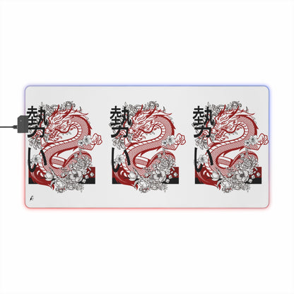 LED Gaming Mouse Pad: Dragons White